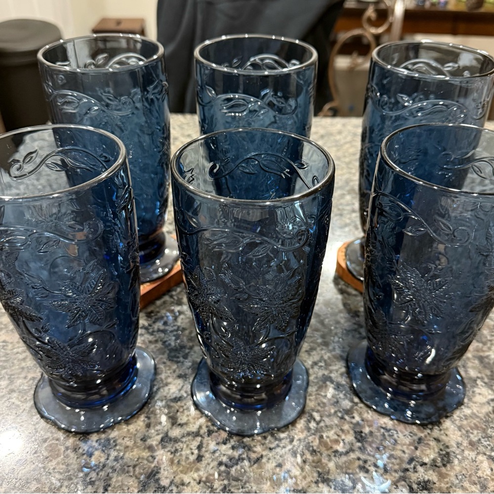 Princess House Fantasia Blue Glass Tumbler Set